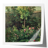 Extra large wall art on canvas depicting a Camille Pissarro-inspired floral scene in pastel shades.