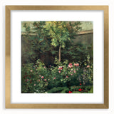 Extra large wall art featuring an abstract print of Camille Pissarro's design in a gold frame.