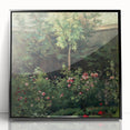 Large abstract wall art by Camille Pissarro in black frame, featuring mid-century modernist style.