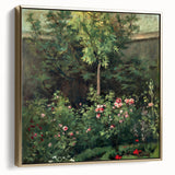 Framed canvas of Camille Pissarro's landscape painting with muted earth tones, perfect for bedroom wall art.