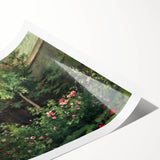 Extra large wall art featuring line art flowers in soft pastel shades on a rolled canvas.