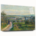 Side view of a Camille Pissarro-inspired acrylic print featuring impressionistic rural landscape.