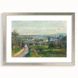 Textured abstract art print of a vibrant, colorful landscape on a framed canvas, ideal for bedroom wall decor.