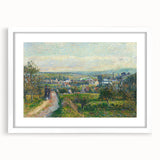 Abstract art print featuring vibrant multicolored strokes on a white framed canvas.