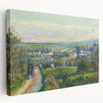 Side view of a stretched canvas featuring Camille Pissarro's impressionist artwork, ideal for kitchen wall art.