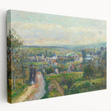 Side view of a stretched canvas featuring Camille Pissarro's impressionist artwork, ideal for kitchen wall art.
