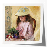 Extra large wall art, Camille Pissarro-inspired floral design on glossy photo print, subtle earth tones.