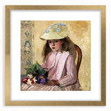 Extra large abstract art print featuring textured brush strokes in earth tones on a gold-framed canvas.