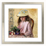 Textured abstract art print by Camille Pissarro in silver frame, featuring muted earth tones, ideal for bedroom art.