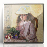 Mid-century modernist art by Camille Pissarro, featuring muted earth tones on a framed acrylic, ideal for nursery wall art.