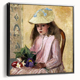 Black and white framed canvas of a vintage landscape painting, ideal for bedroom wall art.