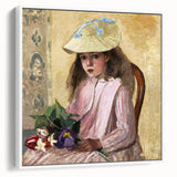 Vintage poster art of a Camille Pissarro painting on framed canvas, featuring vibrant colors, ideal for living room decor.