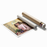 Extra large rolled print of a Camille Pissarro floral painting in muted earth tones, ideal for classy bathroom wall art.