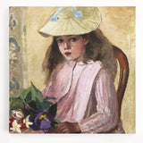 Large black and white print of Camille Pissarro's painting on stretched canvas, ideal for kitchen art.