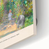 Large abstract wall art by Claude Monet in muted greens and blues, acrylic print, ideal for dining room ambiance.