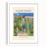 Abstract art print of a Claude Monet painting in soft pastel tones on a white matted frame.