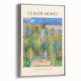Framed canvas of Claude Monet's landscape art painting, featuring vibrant colors on a black background.