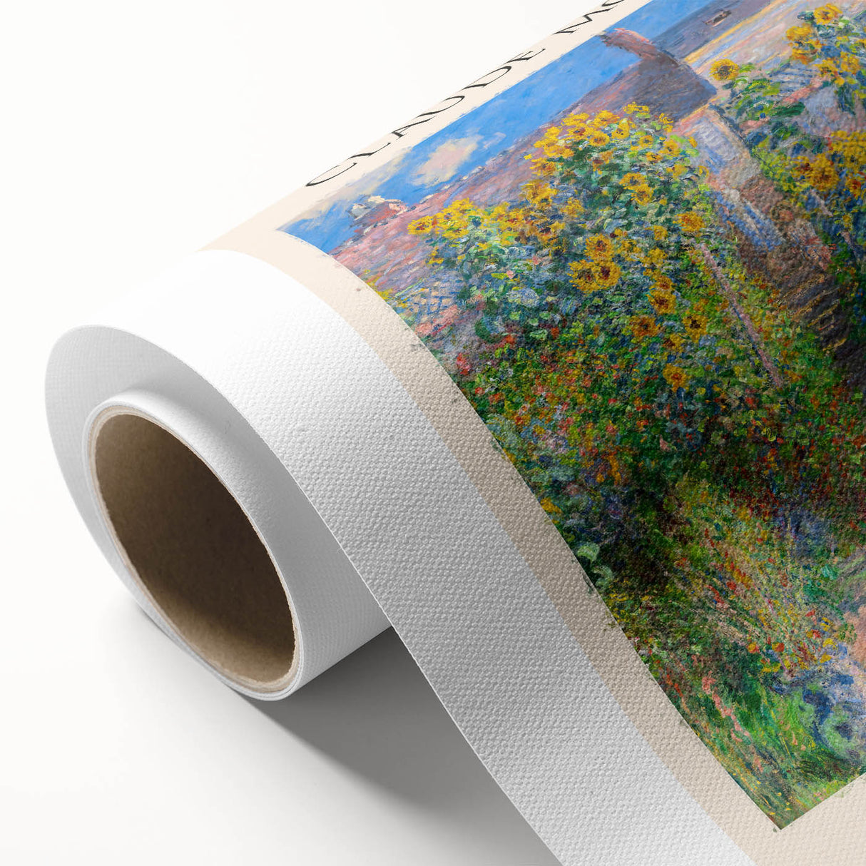 Art Deco-style poster of Claude Monet's painting on rolled canvas, featuring soft pastel colors, ideal for nursery wall art.