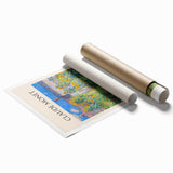Extra large rolled print of a Claude Monet floral art with soft pastel colors, ideal for classy bathroom wall art.