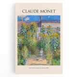 Large black and white Claude Monet print on stretched canvas, ideal for kitchen art.
