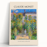 Black and white print of Claude Monet's impressionist painting on stretched canvas, ideal for kitchen wall art.