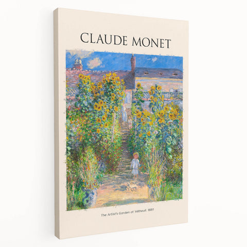 Large Claude Monet-inspired impressionist artwork on stretched canvas depicting serene water lilies.