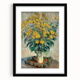 Extra large, colorful abstract art print of a Claude Monet-inspired scene on textured canvas, framed in black.