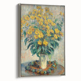 Framed canvas of Claude Monet landscape painting with vibrant colors, ideal for adding a vintage touch to any room.