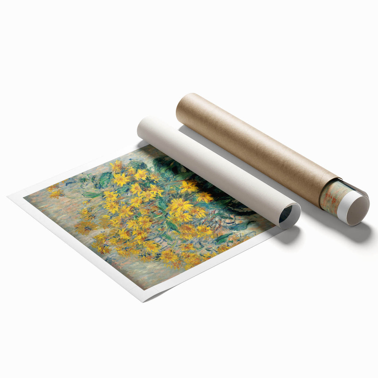 Extra large rolled print of a Monet-inspired floral art in pastel shades, ideal for classy bathroom wall art.