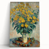 Black and white print of Claude Monet's painting on stretched canvas, ideal for kitchen wall art.