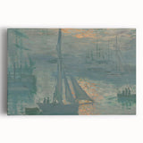 Black and white print of Claude Monet's artwork on stretched canvas, ideal for kitchen art.