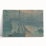 Black and white print of Claude Monet’s artwork on stretched canvas, ideal for kitchen wall art or bedroom ambiance.