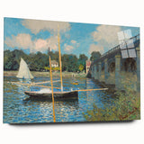 Side view of a Claude Monet inspired large abstract wall art on acrylic glass, featuring soft pastel colors.