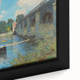 Framed canvas featuring a close-up of Claude Monet's impressionist painting with textured brushstrokes in vibrant colors.