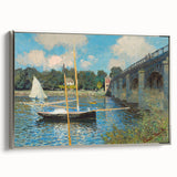 Framed canvas of Claude Monet landscape painting, featuring vibrant natural colors, ideal for a classic living room decor.