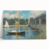 Black and white print of Claude Monet's painting on stretched canvas, ideal for kitchen wall art or bedroom ambiance.