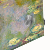 Large abstract wall art by Claude Monet on acrylic glass, featuring mid-century modernist style with vibrant color splashes.
