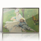 Mid-century modernist art by Claude Monet featuring soft pastel hues on a framed acrylic; suitable for nursery wall art.