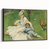 Black and white landscape painting of a serene river scene on a framed canvas, ideal for bedroom decor.