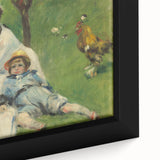 Close-up of a textured Claude Monet-inspired black wall art on framed canvas, featuring vibrant, colorful brushstrokes.