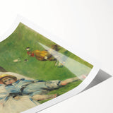 Extra large wall art featuring line art flowers in soft pastel shades on a rolled print.