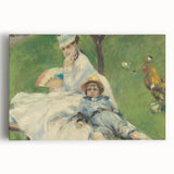 Black and white Claude Monet print on stretched canvas, ideal for kitchen wall art.