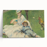 Black and white print of Claude Monet’s impressionist artwork on large stretched canvas, ideal for kitchen wall art.