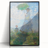 Large abstract wall art by Claude Monet in black frame, featuring mid-century modernist style with vibrant color splashes.