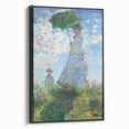 Black and white framed canvas of a Claude Monet landscape painting in vintage poster style, ideal for bedroom wall art.
