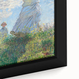 Extra large framed canvas featuring a close-up of Claude Monet's impressionist style with textured brushstrokes in vibrant…