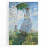 Black and white print of Claude Monet's painting on stretched canvas, ideal for kitchen art.