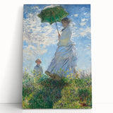Black and white print of Claude Monet's impressionist artwork on stretched canvas, ideal for kitchen wall art.