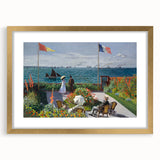 Extra large abstract art print of a Claude Monet-inspired scene, featuring textured brush strokes in pastel shades.