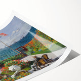 Extra large wall art featuring line art flowers in muted earth tones on a rolled canvas, ideal for large living room decor.